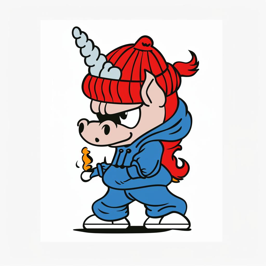 unicorn  aggressive  streetwise  cartoon  minimal  red  silver  cap  culture  urban 958896