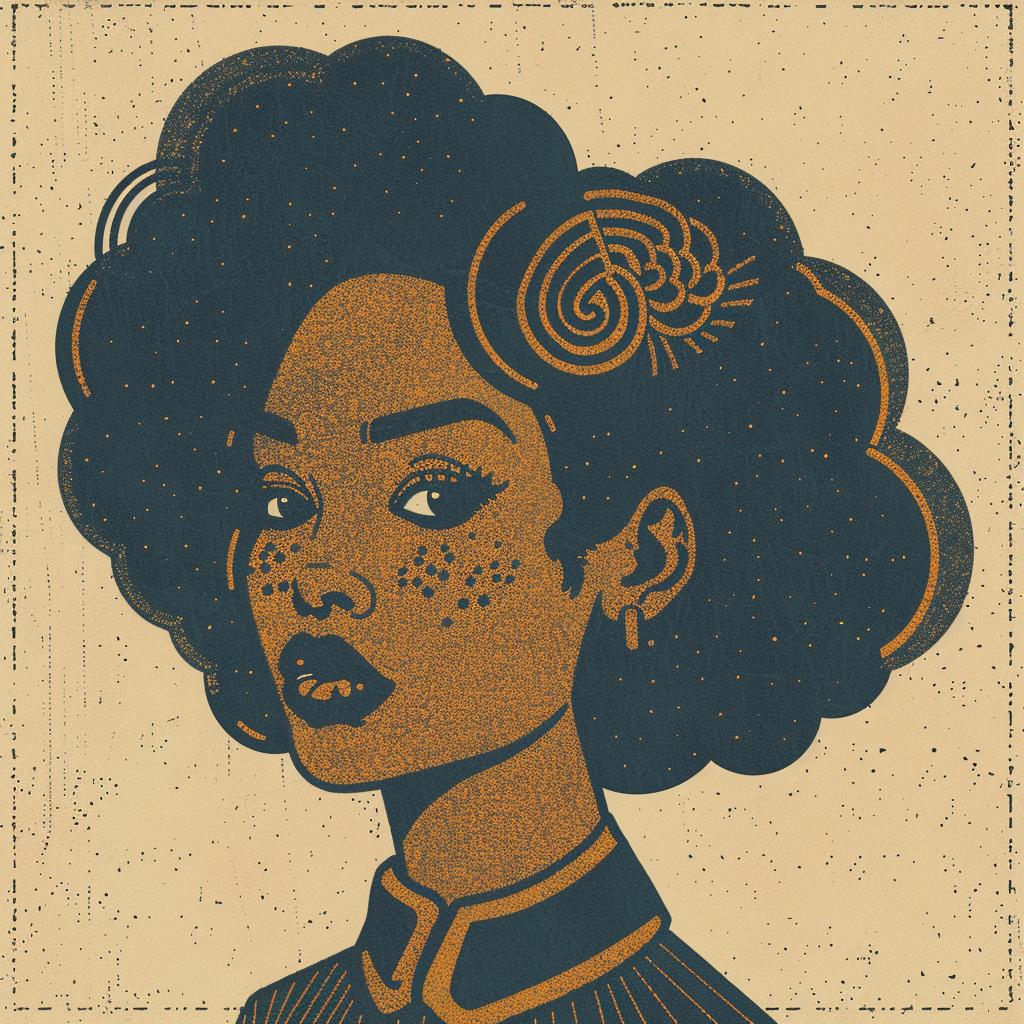 popart  portrait  model  african-american  afro  vintage  illustration  white  background  style 934846