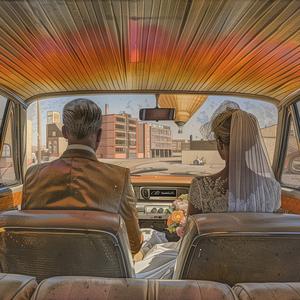 bride  groom  car  wedding  painting  couple  romantic  moment  love  celebration 1037168