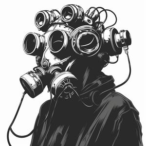 man  gasmasks  black  white  drawing  linework  svg  vector  strong  lines 1070589