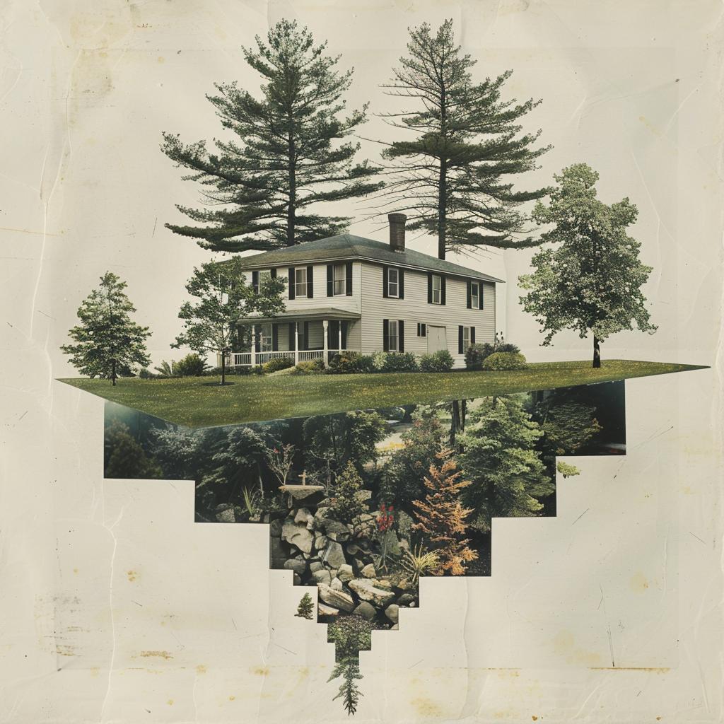 collage  surreal  house  trees  rocks  high contrast  Alec Soth  urban  art  composition 969687