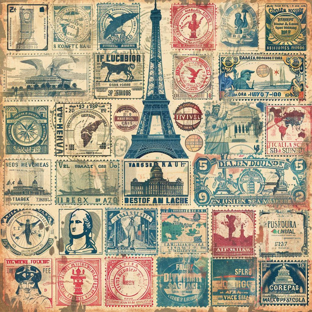 stamps  collection  vintage  travel  vector  shapes  distressed  design  graphic  art 918223