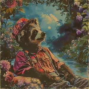 raccoon  rock  chromolithography  painting  nature  animal  adorable  colorful  cute  playful 1050301