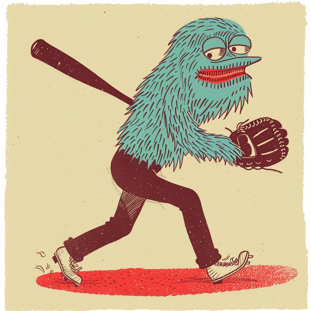 baseball  player  uniform  cartoon  monster  bat  colorful  animated  playful  action 940306