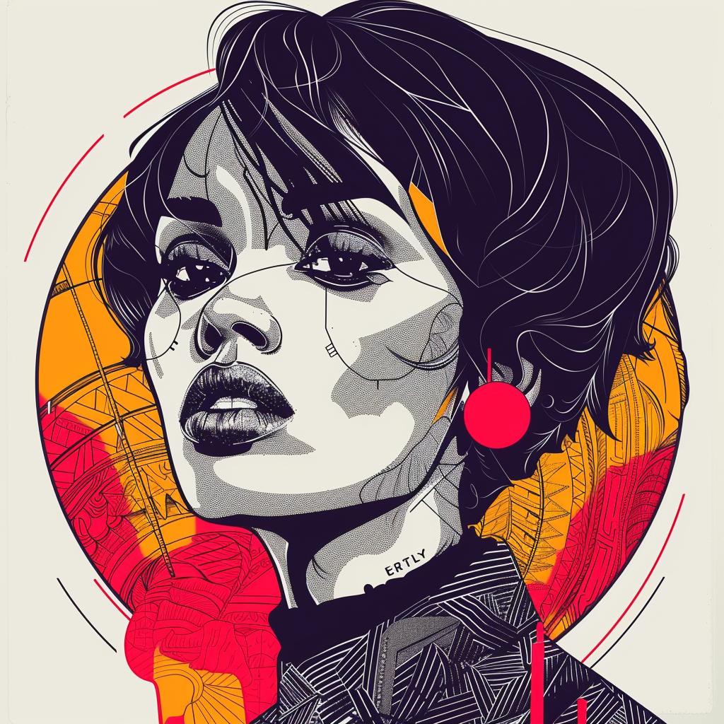 صورة امرأة من PopArt Kerry Washington باللون الأحمر الجريء، عمل فني رقمي منمق رقم 938759