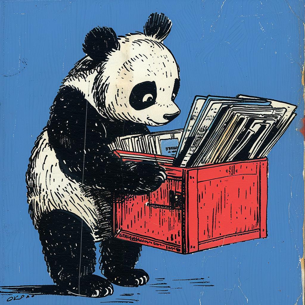 panda  vinyl  crate  record  book  cute  animal  playful  drawn  colorful 922956
