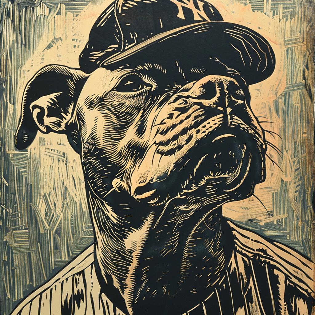 anthropomorphic  dog  baseball  uniform  cap  sports  playful  cartoon  whimsical  colorful 1025795