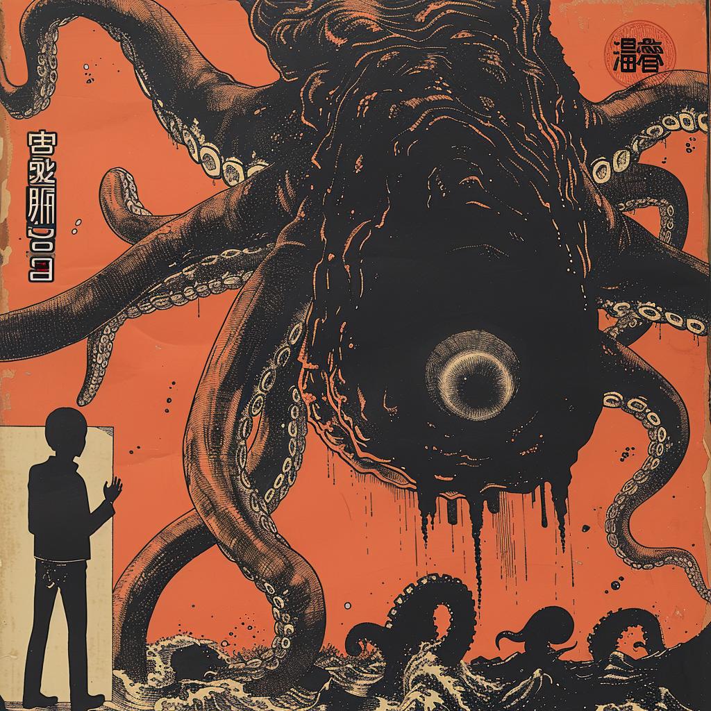 Japanese  poster  octopus  man  creative  surreal  art  deathmetal  hyper-realistic  Toshio 961740