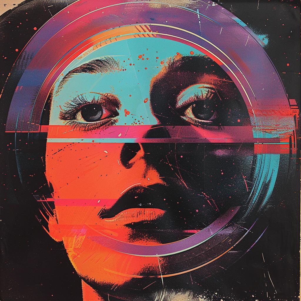 surreal  album  cover  hyper-realistic  screenprinting  woman  circular  frame  Herbert  Bayer 960602
