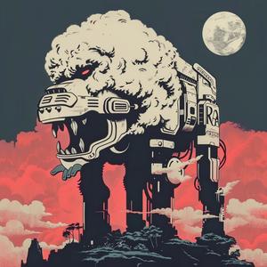 surreal  album  cover  dog  moon  background  risograph  hyper-realistic  screenprinting  symbolist 1060006