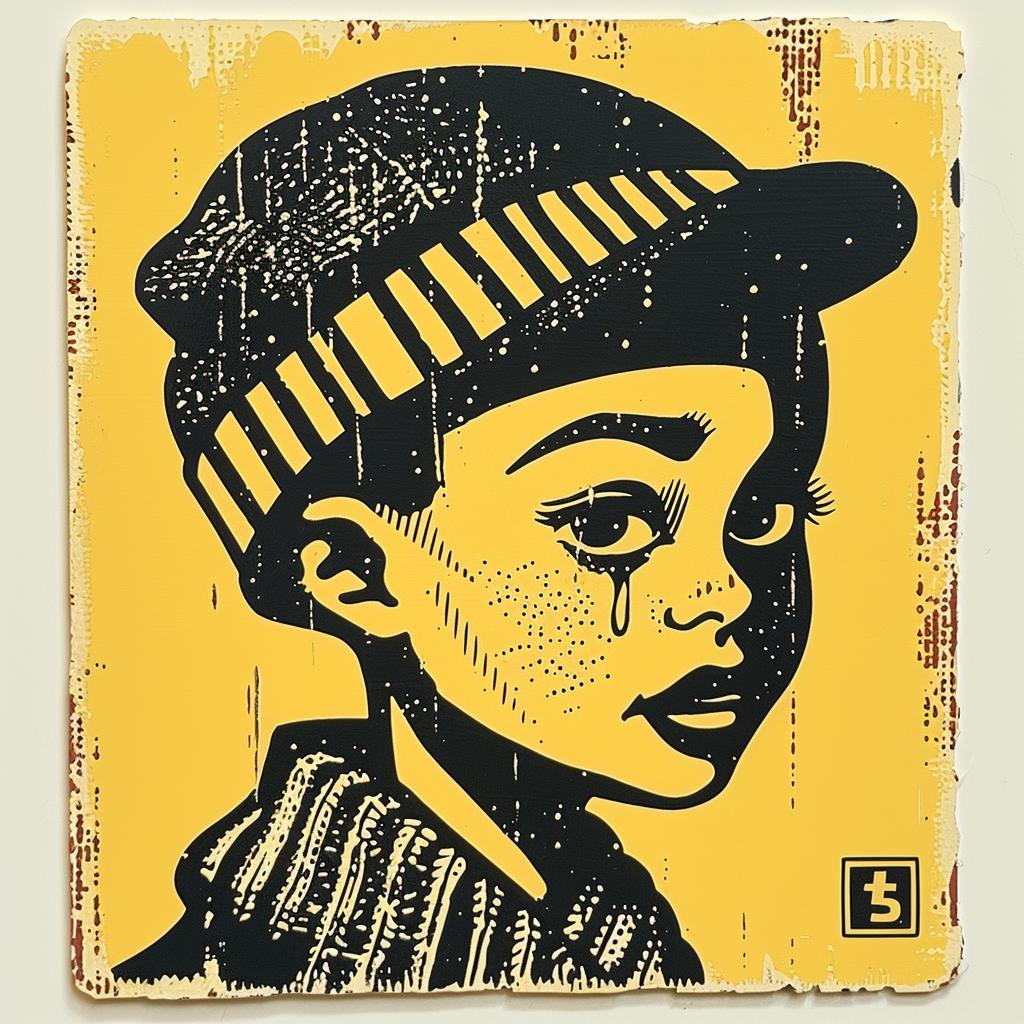 aggressive  streetwise  Richard  Anderson  knit  cap  poster  minimal  yellow  art 949698