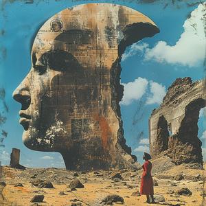 surrealist  collage  red  head  juxtaposition  ironical  1990s  advertisements  mood  enigmatic 1040932