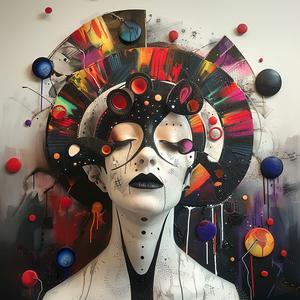 woman  headpiece  colorful  objects  painting  art  creative  fantasy  imaginative  design 1073418