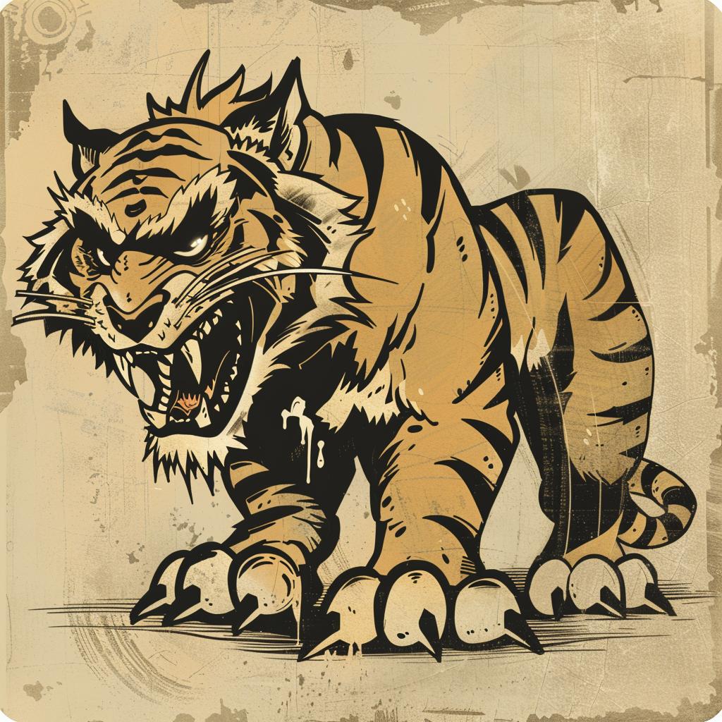 tiger  vector  illustration  grunge  mythical  collar  dark  art  McFarlane  visual 927820
