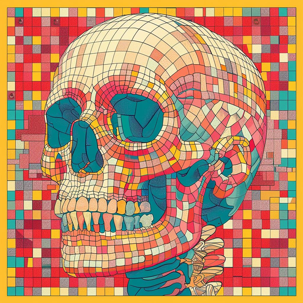 surreal  album  cover  skull  mosaic  deathmetal  colorful  Joan  Cornella  creative 977070