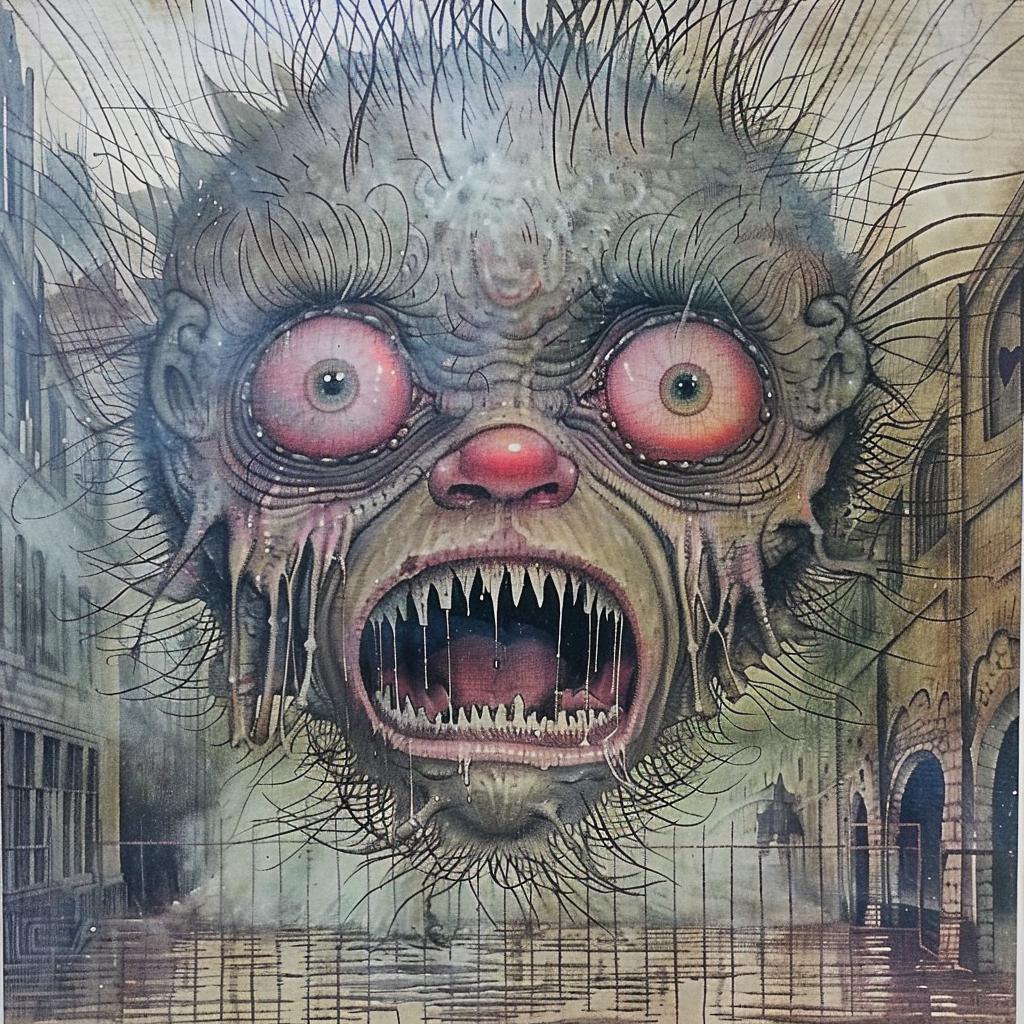 monster  red  eyes  big  nose  painting  1917  horror  creature  eerie 946040