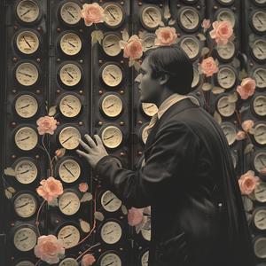 man  suit  clocks  wall  time  thoughtful  serious  interior  chromolithography  conceptual 1040134
