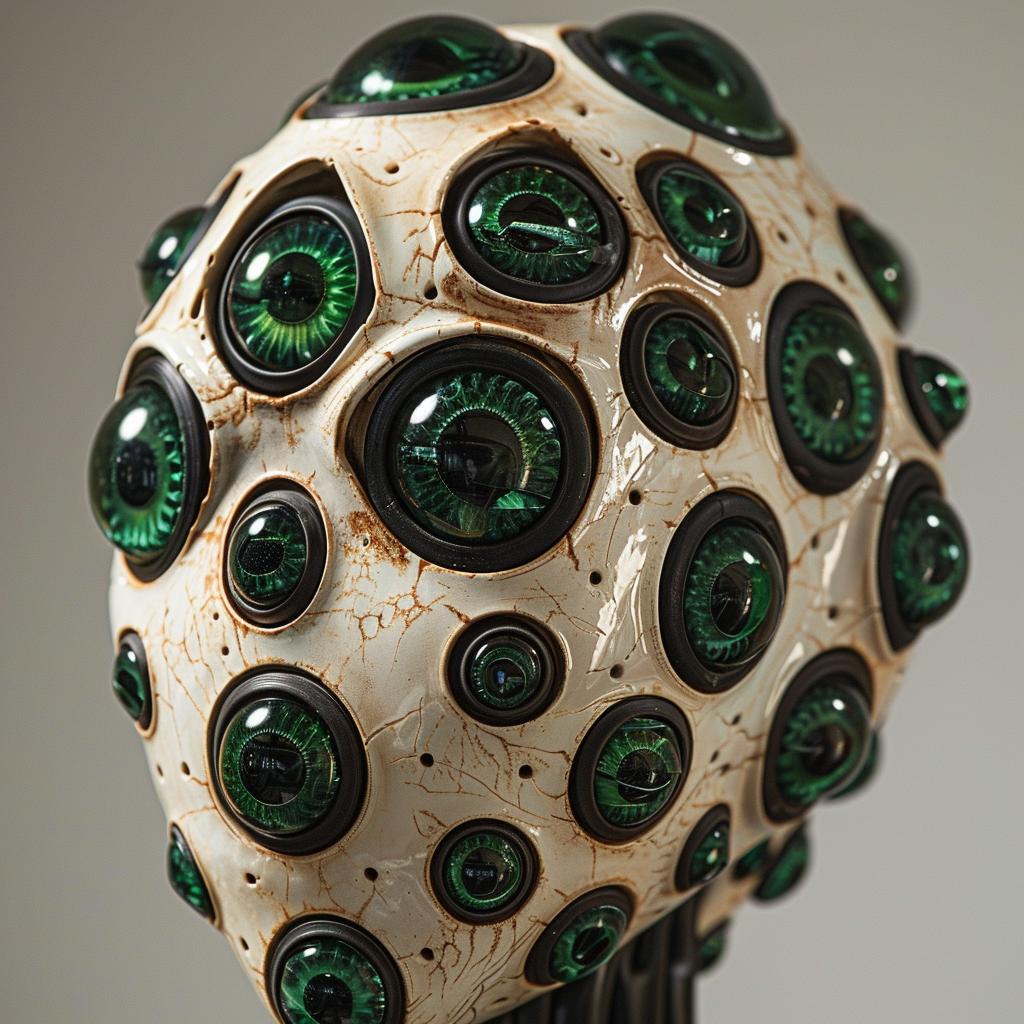 mannequin  green  eyes  symmetrical  white  base  sculpture  rubber  art  gelatinous 971830