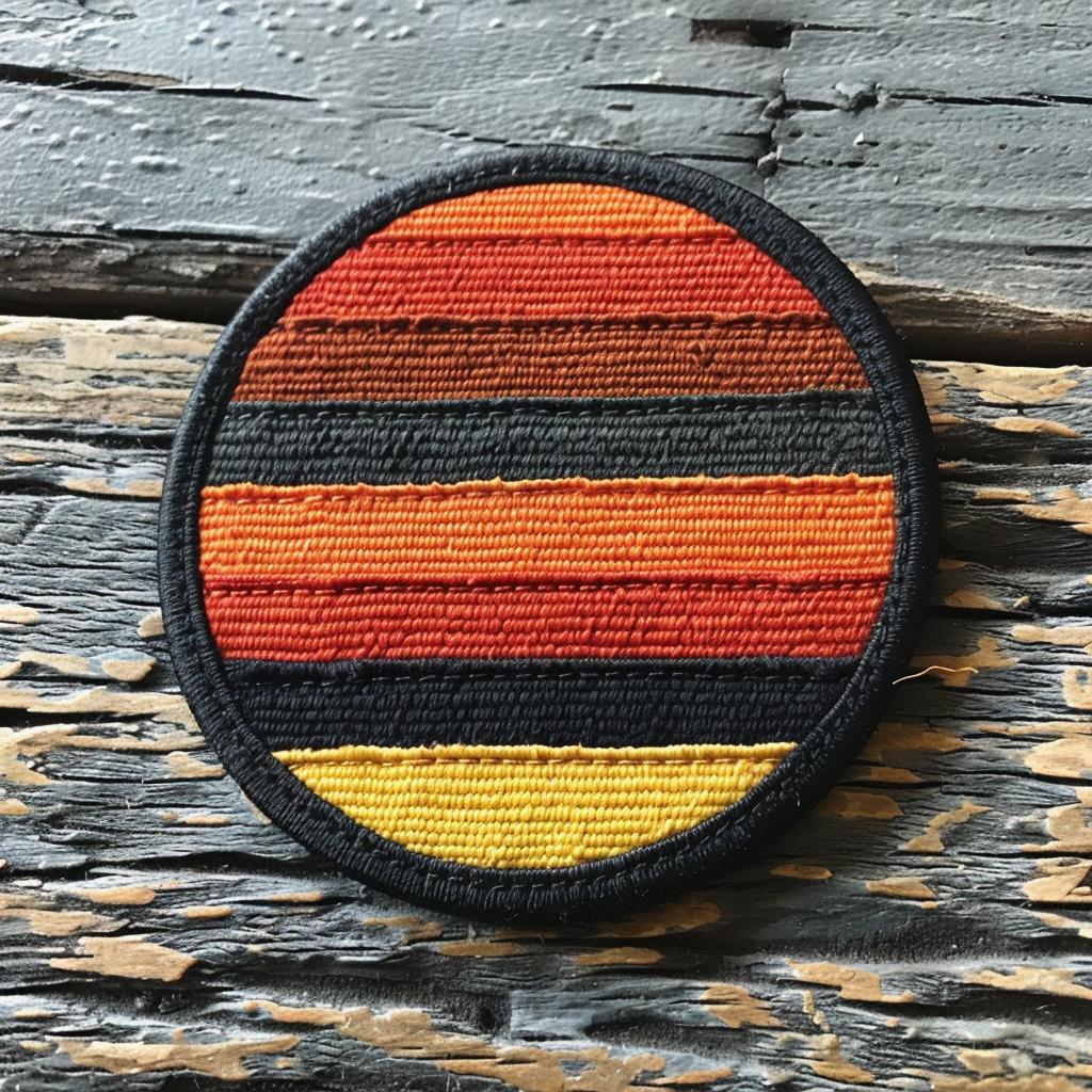 orange  yellow  black  stripe  patch  streetwear  chenille  simple  minimalist  circular 961482