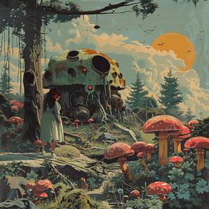 painting  mushroom  house  woods  nature  fantasy  illustration  color  landscape  chromolithography 1059447