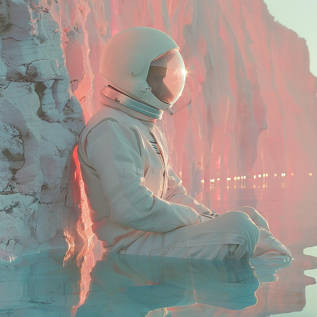 astronaut  man  water  photo  surreal  lighting  turquoise  glow  volumetric  dreamlike 1030900