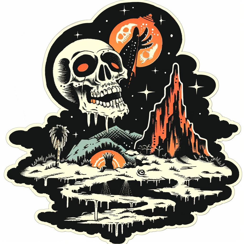 sticker  skull  mountain  vintage  logo  surreal  tattoo  illustration  flash  design 927702