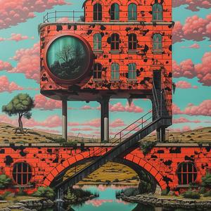 Minimal  Chromolithography  House  Bridge  River  Escher  Stalenhag  Surreal  Art  Fantasy 1037706