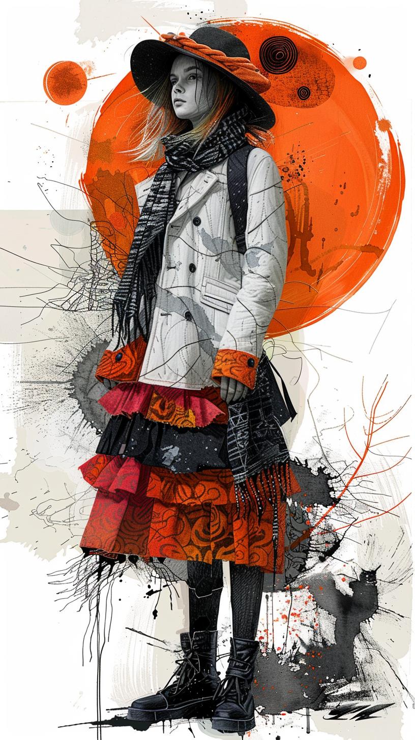 Swedish  woman  pen  ink  Scandinavian  fashion  avant-garde  minimalist  dynamic  vibrant 953537