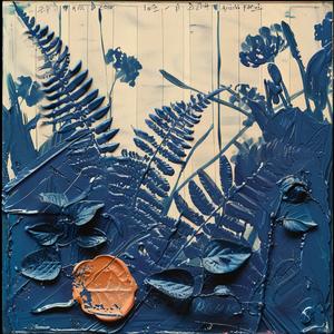 blue  ferns  flowers  encaustic  palette  knife  impasto  nature  artwork  decorative 1066444