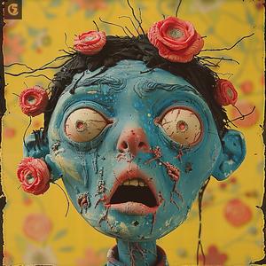 zombie  flowers  Claymation  art  whimsical  character  illustration  face  3D  creative 1061116