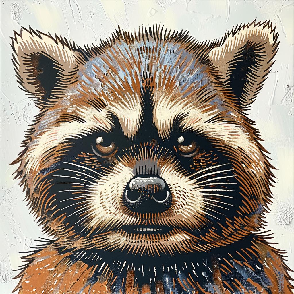 raccoon  painting  brown  animal  nature  whimsical  fur  artwork  cute  forest 962483