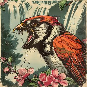 poster  bird  waterfall  chromolithography  nature  graphic  colorful  art  design  illustration 1050964