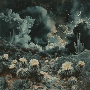 cactus  clouds  desert  painting  surreal  art  nature  high-contrast  visuals  flora 1038881