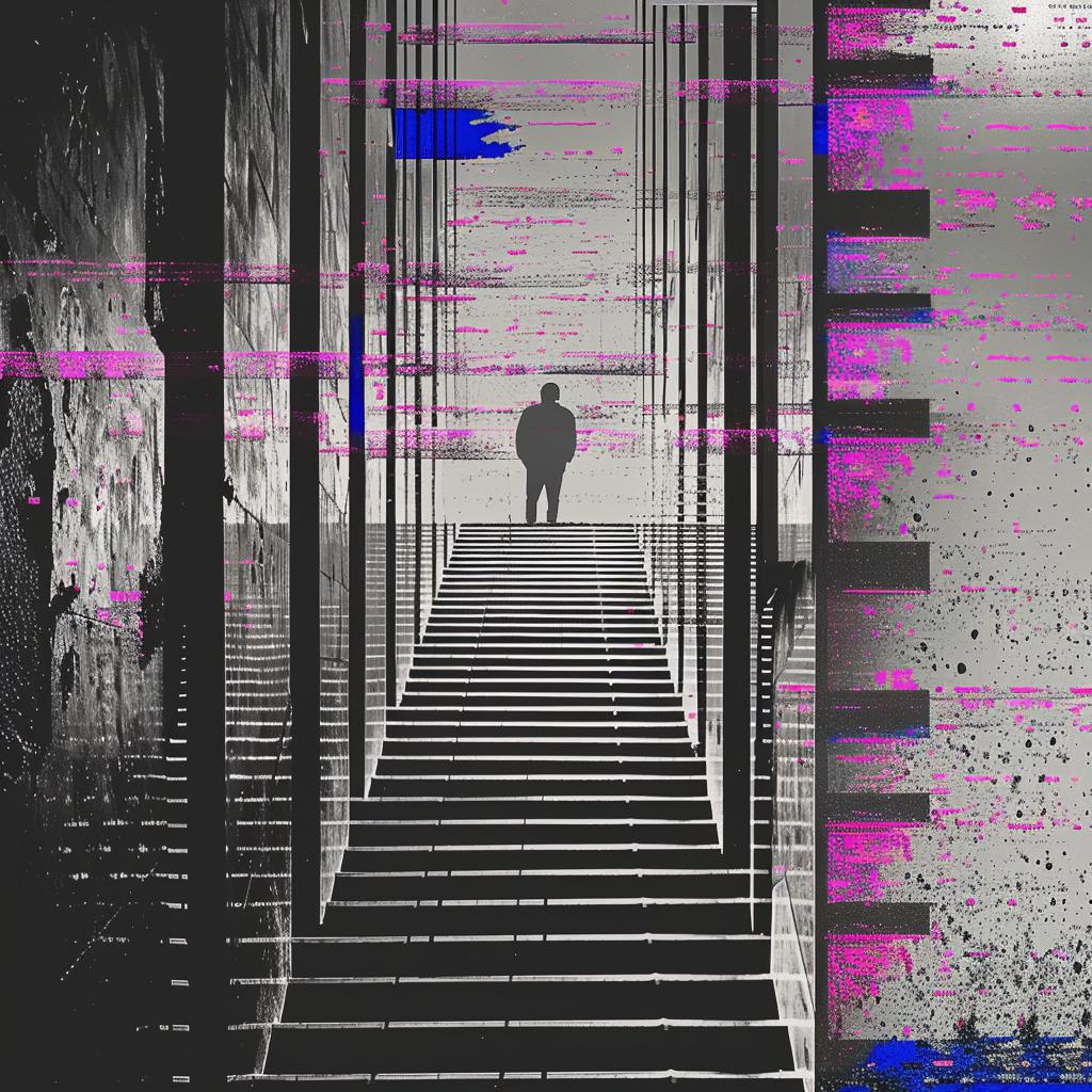 man  stairway  purple  pink  background  composition  walking  urban  visual  art 1020891