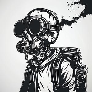 skull  gasmask  backpack  art  black  white  vector  graphic  illustration  design 1070695
