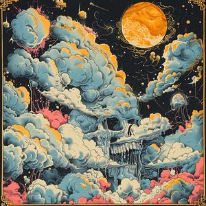 surreal  album  cover  Todd  White  art  moon  stars  Risograph  screenprinting 1078637