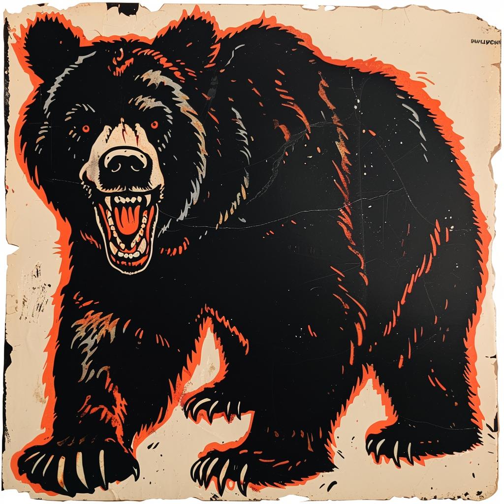 bear  poster  vintage  style  art  Bachalo  animal  graphic  illustration  design 923295