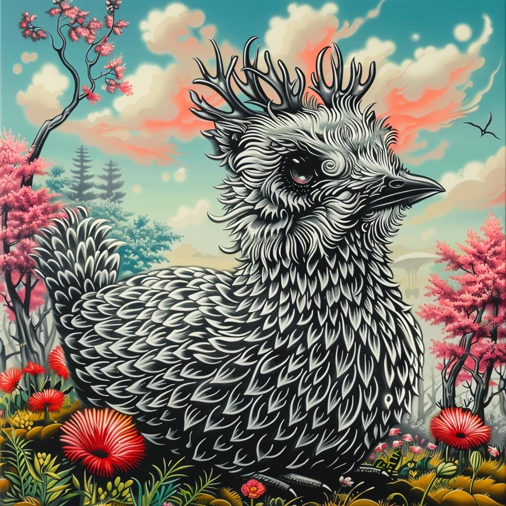 mythical  creature  bird  flowers  fantasy  nature  painting  whimsical  beautiful  exploration 941404