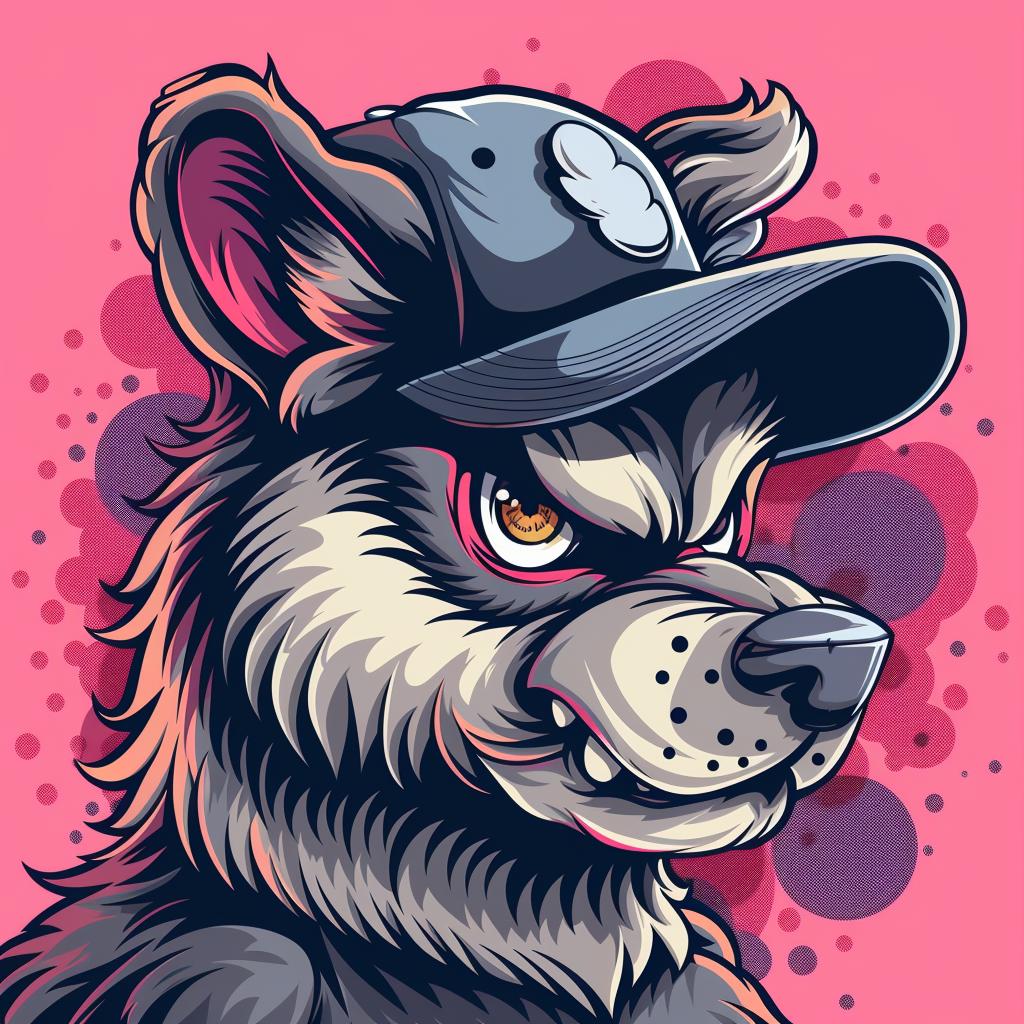 wolf  cap  pink  background  aggressive  animal  simple  vector  illustration  street 956418