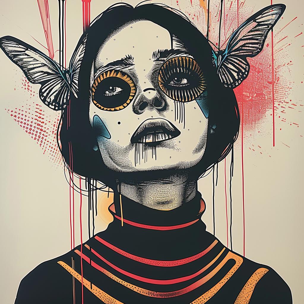SURREAL  album  cover  grasshopper  flowerpunk  wings  symbolist  Risograph  art  fantasy 939407