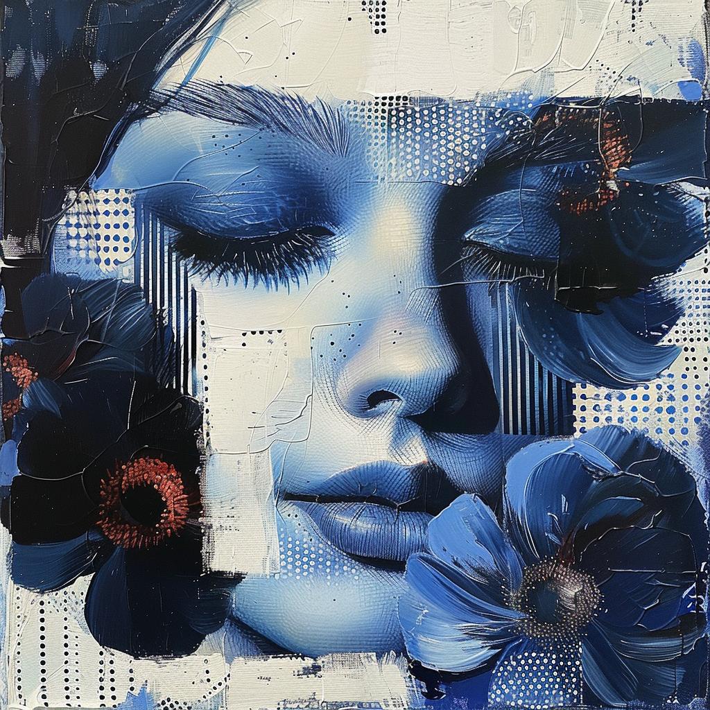 woman  blue  flowers  portrait  nature  art  color  beauty  floral  serenity 963740