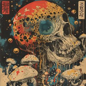 surreal  skull  mushrooms  objects  album  cover  hyper-realistic  screenprinting  creative  art 1078388