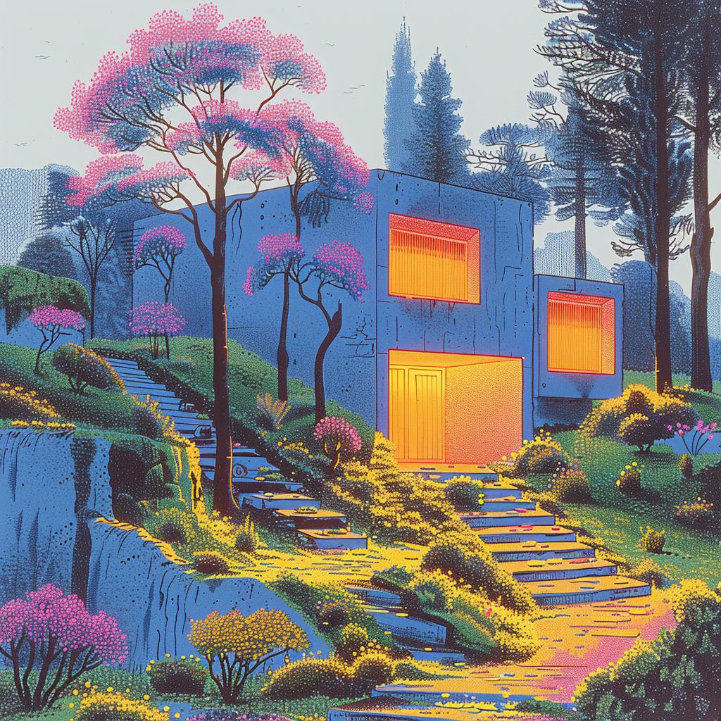 house  woods  painting  landscape  nature  scenic  tranquil  artwork  illustrative  forest 1015354