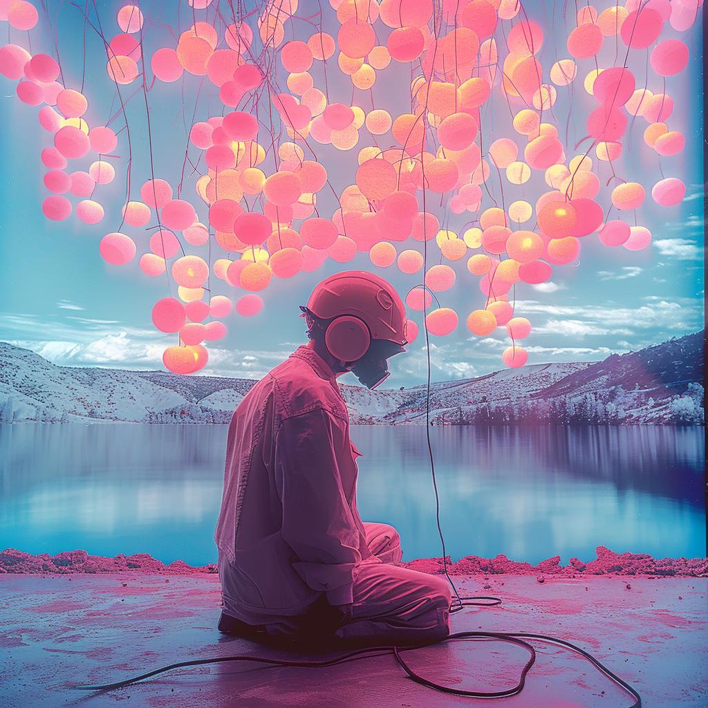man  pink  balloon  sculpture  sitting  art  photography  colorful  whimsical  creative 976544