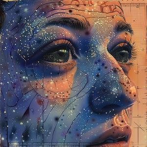 رسم لامع لامرأة نجوم رسم وجه تعبير فني بورتريه ملون 1054784