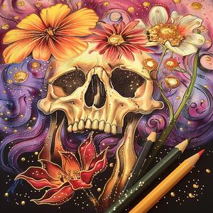 skull  flowers  drawing  pencil  glitter  art  intricate  design  illustration  creative 1054618
