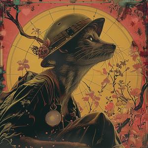 painting  fox  hat  flower  chromolithography  whimsical  nature  colorful  art  stylized 1059266