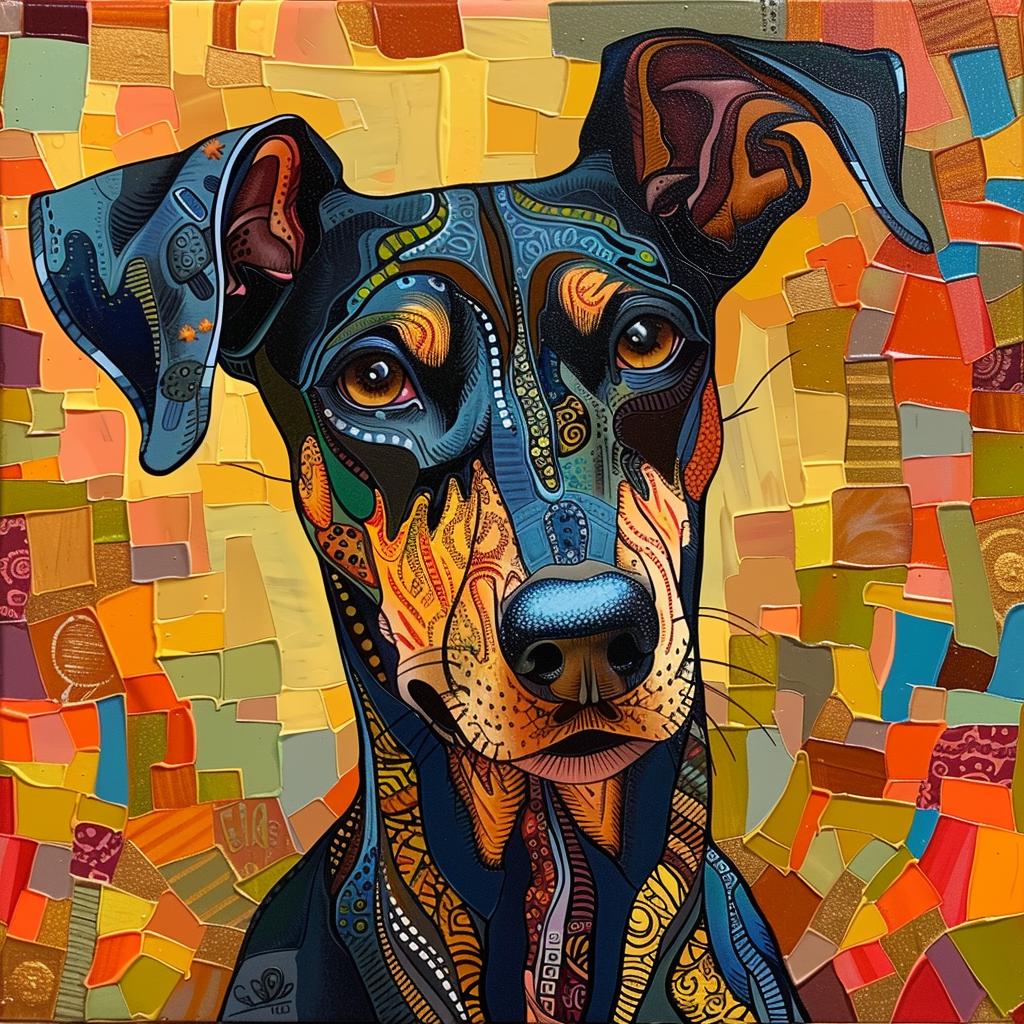doberman  painting  colorful  background  art  modern  vibrant  dog  portrait  canvas 938533