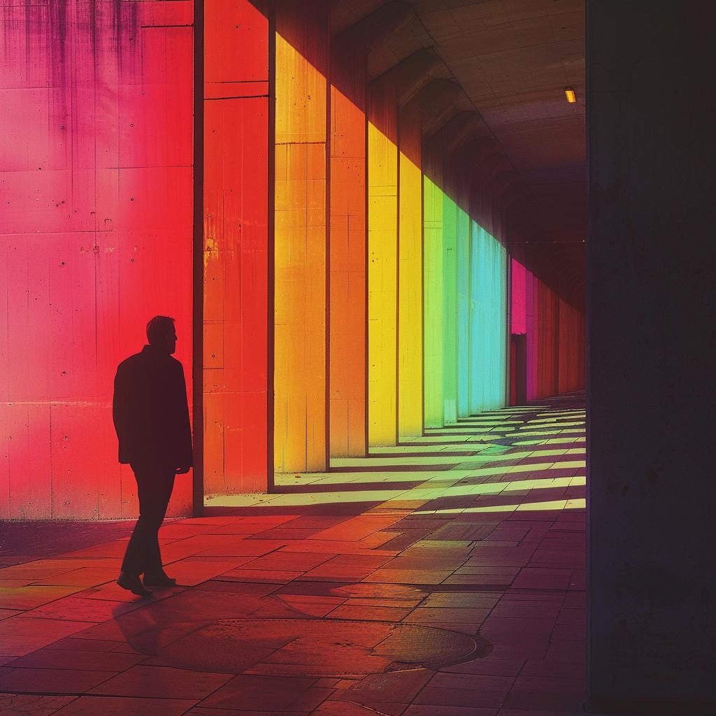 photography  light  color  urban  rainbow  man  walking  wall  vibrant  unusual 965619