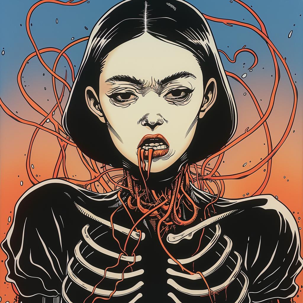 skeleton  woman  hair  face  mystical  dark  portrait  art  creative  surreal 966918